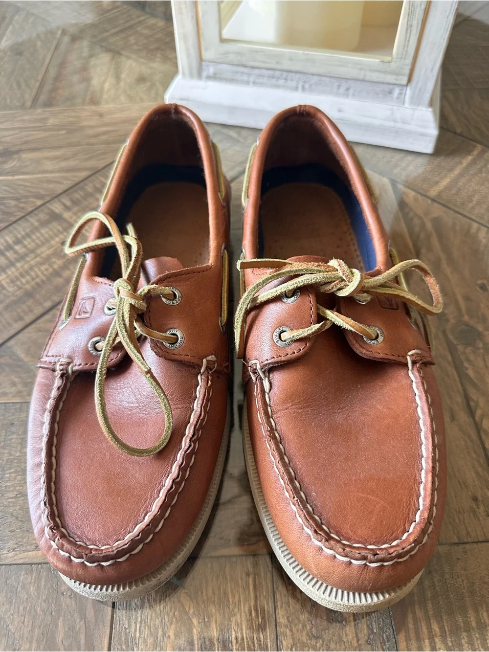 Sperry Men’s Authentic Original 2-Eye Boat Shoes Tan Moccasin Toe Design Sz 8.5